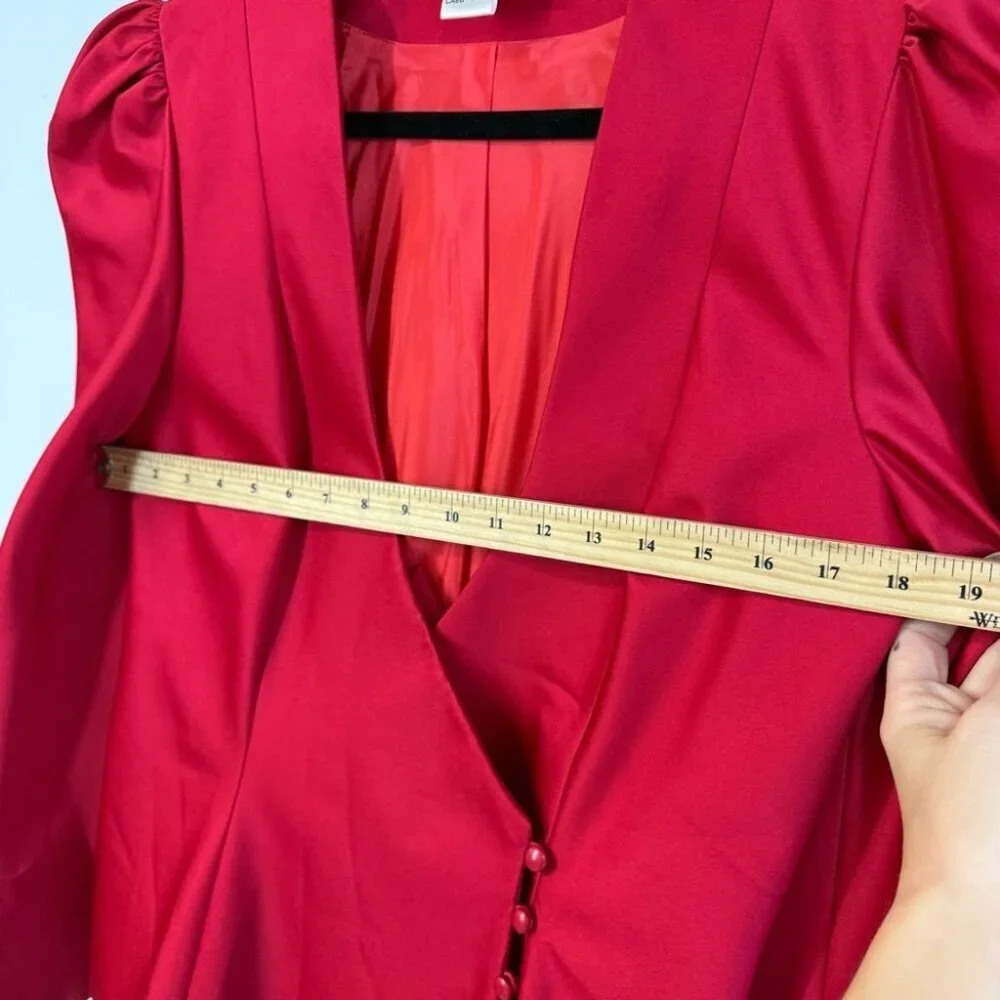 Vintage Frank Usher Red Office Core UK 38 Suit Skirt Set Blazer Pencil Skirt